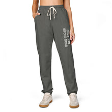 Load image into Gallery viewer, Fleece Sweatpants — 'Strong Like Those Shoes' Vertical Text Joggers
