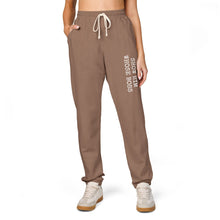 Load image into Gallery viewer, Fleece Sweatpants — 'Strong Like Those Shoes' Vertical Text Joggers
